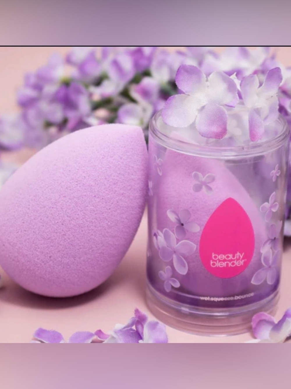 Beauty Blender Pink Cosmetic Sponge with Floral Travel Case